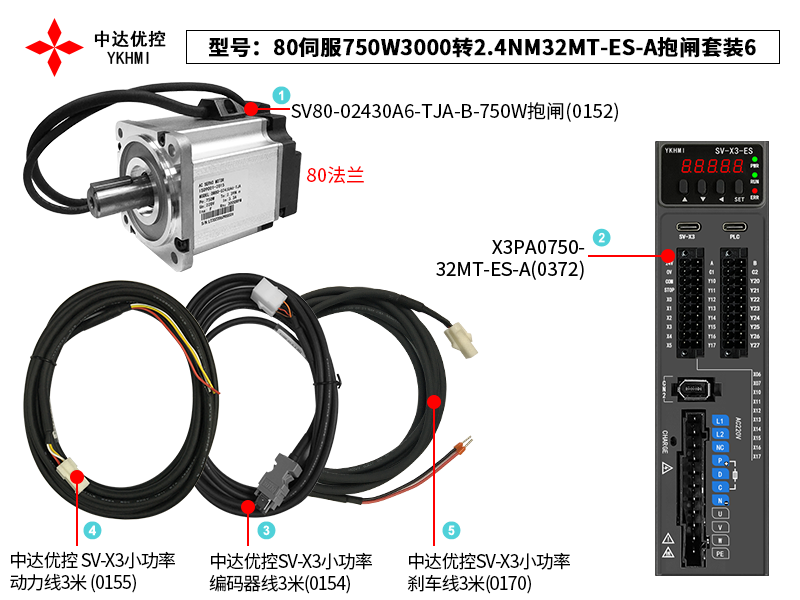 80伺服750W3000轉2.4NM32MT-ES-A抱閘套裝6(0372)