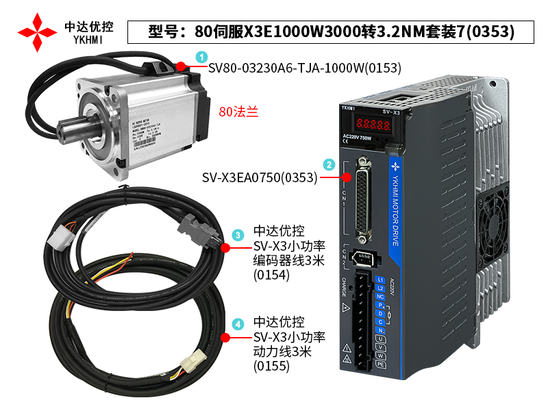 80伺服X3E1000W3000轉(zhuǎn)3.2NM套裝7(0353)